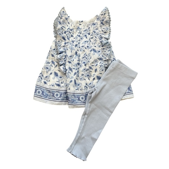 Cupcakes and Cashmere Kids NWT blue floral matching set 24m - Picture 1 of 4